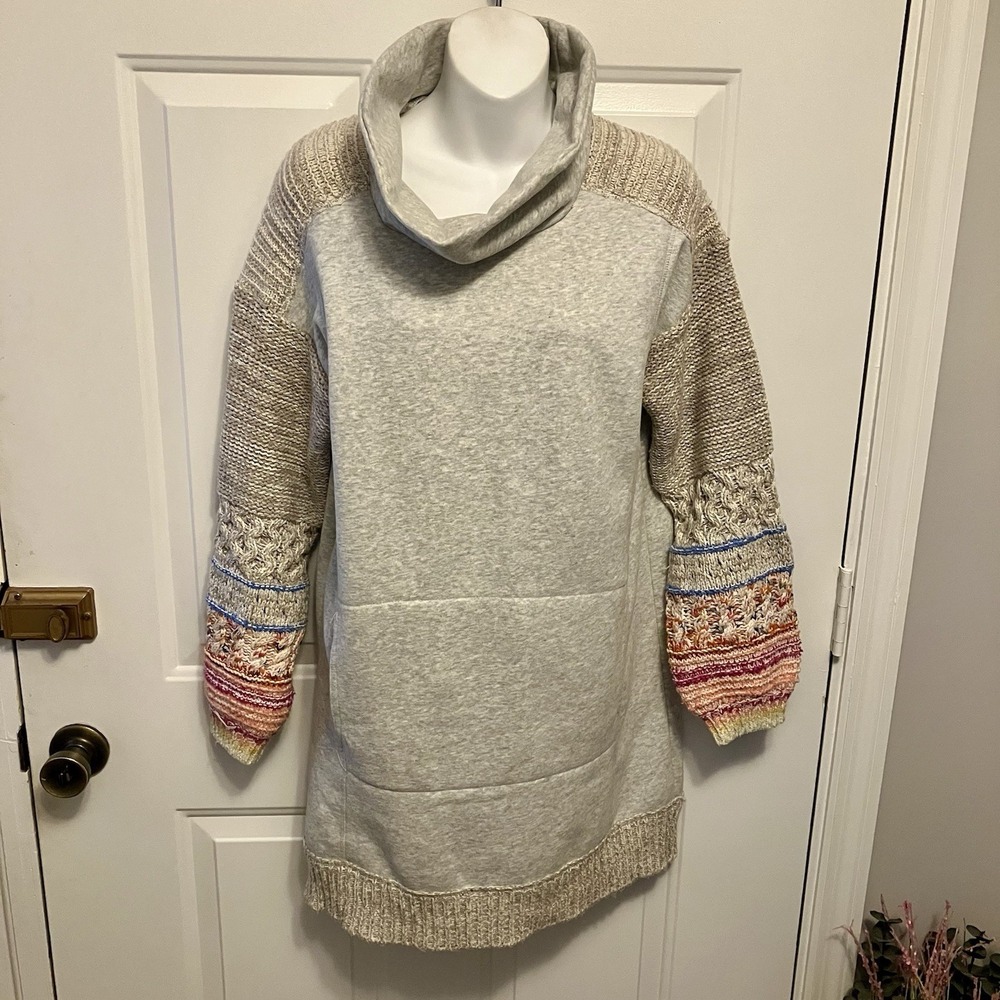 Anthropologie Daily Practice Sz Small Women's Dress Sweater Tunic Crochet Sleeve